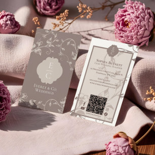 Tarjeta De Visita Elegante lujo vintage floral monograma cresta
