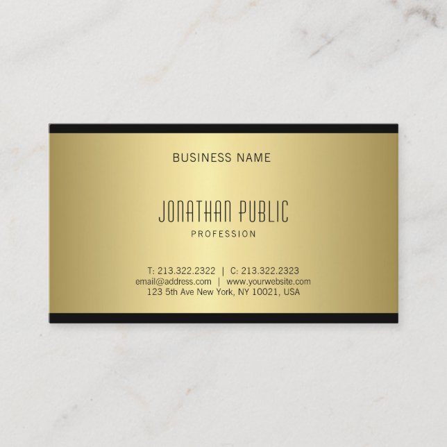 Tarjeta De Visita Elegante lujoso estilo dorado elegante estilo mode (Anverso)