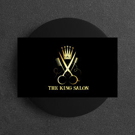 Tarjeta De Visita Elegante lujoso patrón de oro y elegante cabello n
