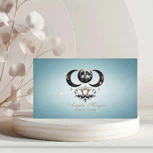 Tarjeta De Visita Elegante Luna Loto Azul