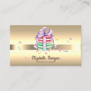 Tarjeta De Visita Elegante Macarons Proffesional Sweets Bakery