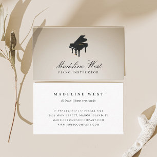 Tarjeta De Visita Elegante maestro de música de piano de oro