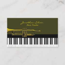 Tarjeta De Visita Elegante maestro de música de piano y trompeta