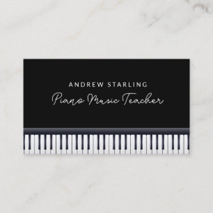 Tarjeta De Visita Elegante maestro de música de teclas de piano negr