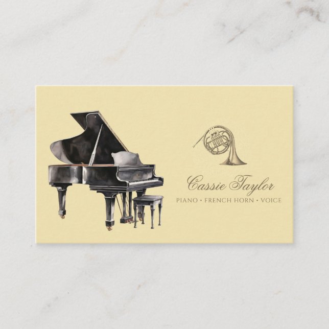 Tarjeta De Visita Elegante maestro de música del cuerno francés de p (Anverso)