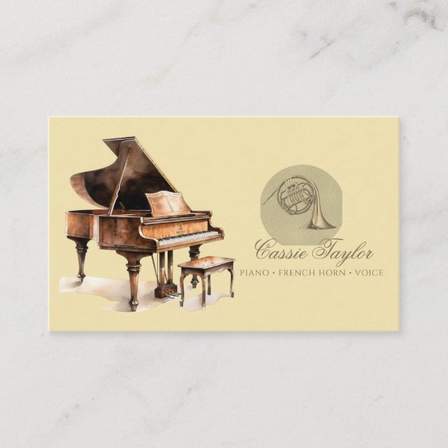 Tarjeta De Visita Elegante maestro de música del cuerno francés de p (Anverso)