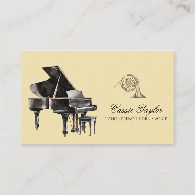 Tarjeta De Visita Elegante maestro de música del cuerno francés de p (Anverso)