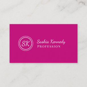 Tarjeta De Visita Elegante Magenta Guión Rosa Monograma Profesional