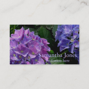 Tarjeta De Visita Elegante magenta púrpura azul verde hidrangea flor
