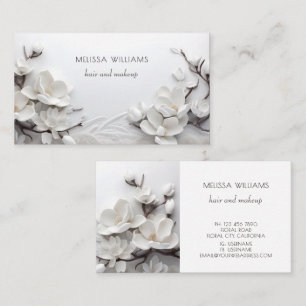 Tarjeta De Visita Elegante Magnolia 3D Blanca