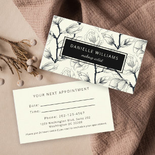 Tarjeta De Visita Elegante Magnolia Botánico Siguiente Nombramiento