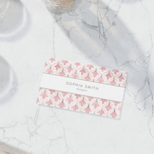 Tarjeta De Visita Elegante Majólica acuarela Tile Floral Rosa