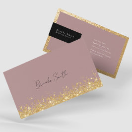 Tarjeta De Visita Elegante malva y lujo dorado