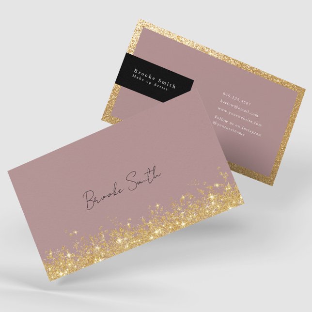 Tarjeta De Visita Elegante malva y lujo dorado (Subido por el creador)