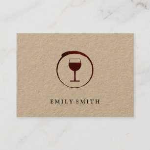 Tarjeta De Visita Elegante mancha de vino rojo con vidrio de vino