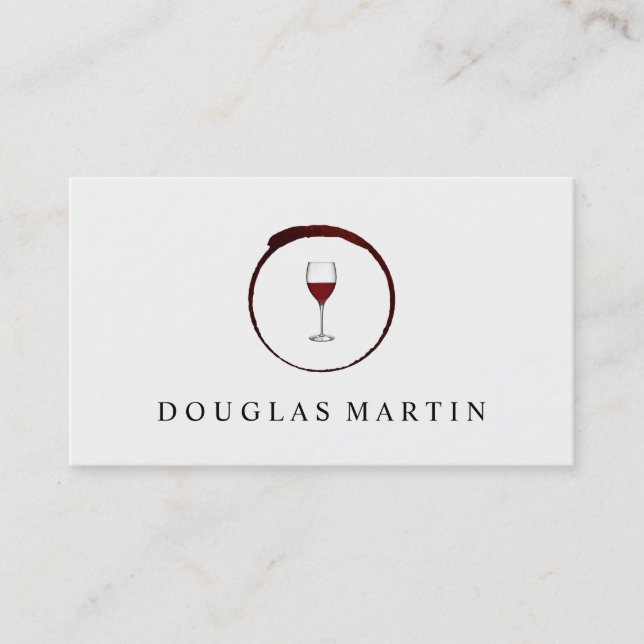 Tarjeta De Visita Elegante mancha de vino rojo con vidrio de vino (Anverso)