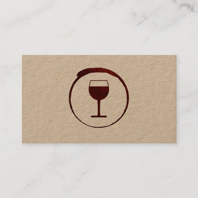 Tarjeta De Visita Elegante mancha de vino rojo con vidrio de vino (Anverso)
