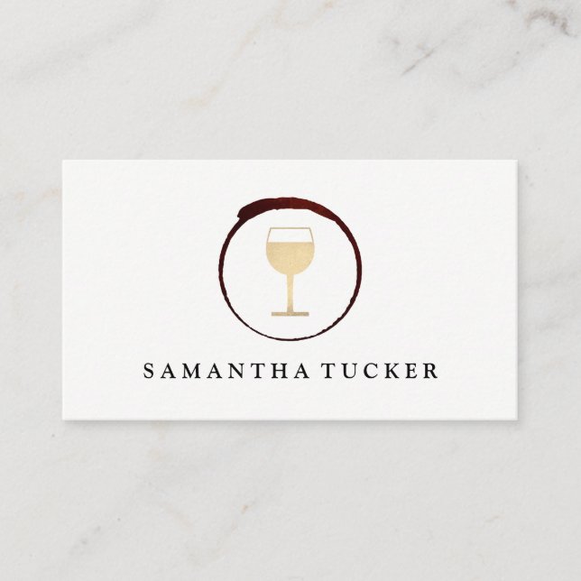 Tarjeta De Visita Elegante mancha de vino rojo con vidrio de vino (Anverso)