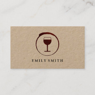 Tarjeta De Visita Elegante mancha de vino rojo con vidrio de vino