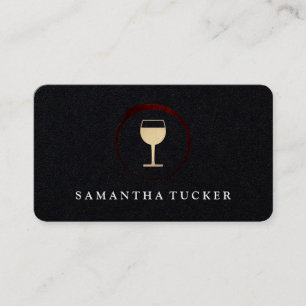 Tarjeta De Visita Elegante mancha de vino rojo con vidrio de vino