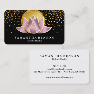 Tarjeta De Visita Elegante Mandala de Loto Yoga Salud Holística