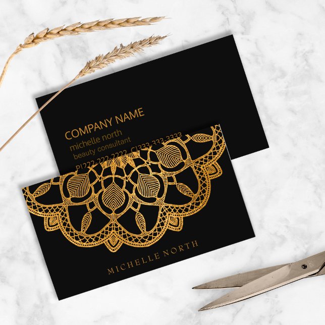 Tarjeta De Visita Elegante Mandala dorada ID353 (Subido por el creador)