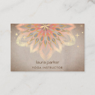 Tarjeta De Visita Elegante Mandala Holstic Lotus Floral Zen Yoga
