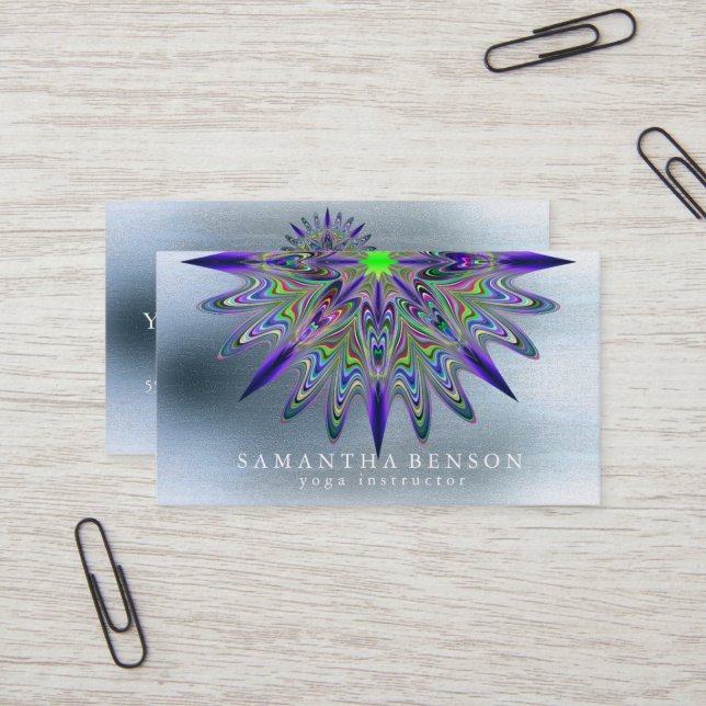 Tarjeta De Visita Elegante Mandala Lotus Flower Logo Instructor de y (Anverso/Reverso In Situ)