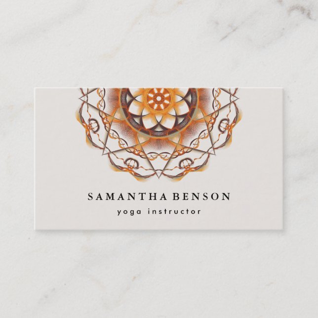 Tarjeta De Visita Elegante Mandala Lotus Flower Logo Instructor de y (Anverso)