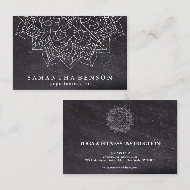 Tarjeta De Visita Elegante Mandala Lotus Flower Logo Instructor de y (Anverso / Reverso)