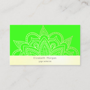 Tarjeta De Visita Elegante Mandala Moderno Neon Verde
