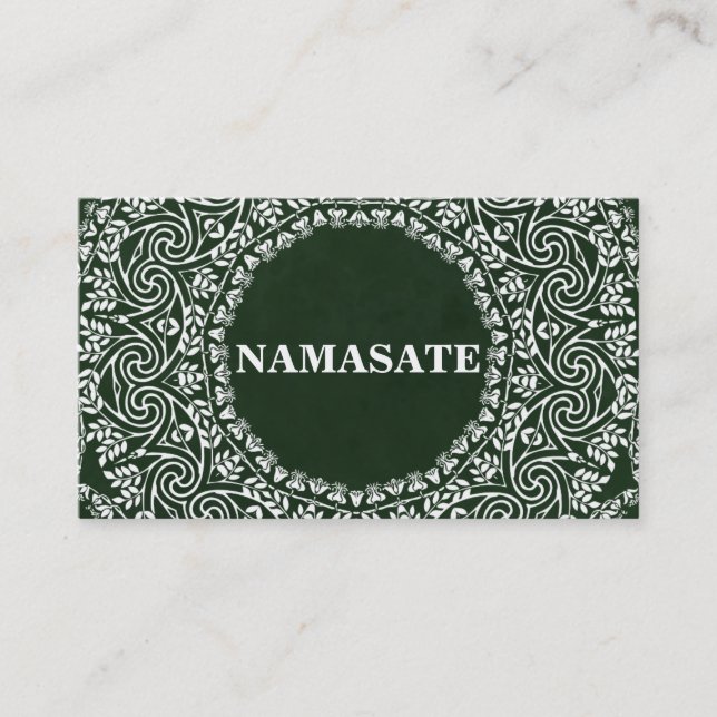 Tarjeta De Visita Elegante Mandala Namaste Yoga Logo Art (Anverso)