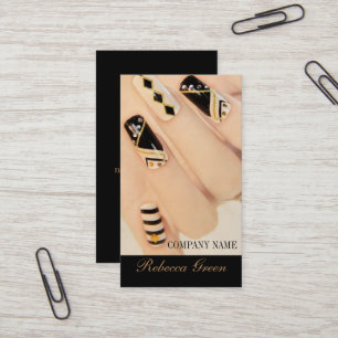 Tarjeta De Visita elegante manicura de moda giratoria uña salón de u