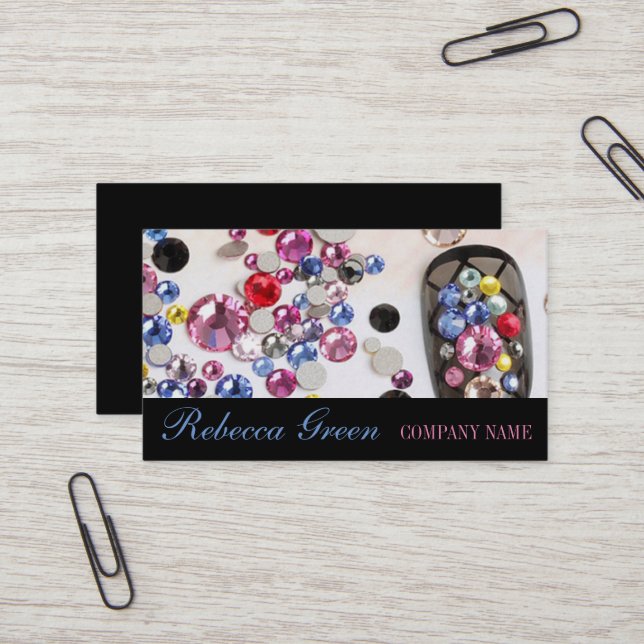 Tarjeta De Visita elegante manicura de moda giratoria uña salón de u (Anverso/Reverso In Situ)