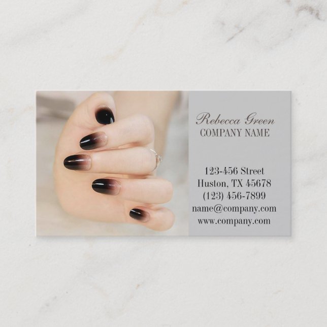 Tarjeta De Visita elegante manicura de moda giratoria uña salón de u (Anverso)