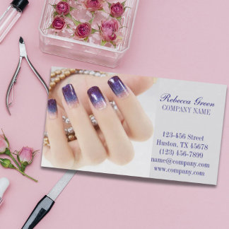 Tarjeta De Visita elegante manicura de moda giratoria uña salón de u