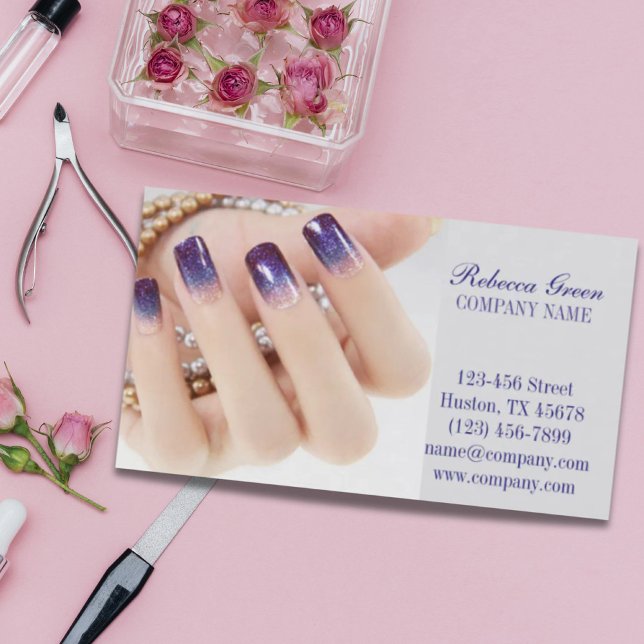 Tarjeta De Visita elegante manicura de moda giratoria uña salón de u (girly chic elegant manicure nails nail salon business card)