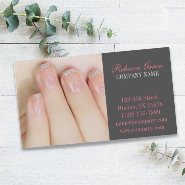 Tarjeta De Visita elegante manicura de moda giratoria uña salón de u (girly chic elegant manicure nails nail salon business card)