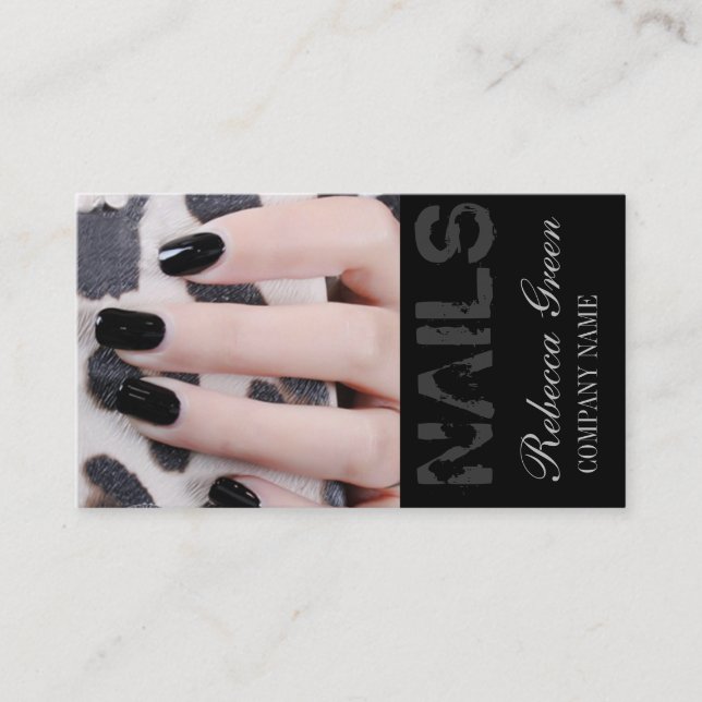 Tarjeta De Visita elegante manicura de moda giratoria uña salón de u (Anverso)