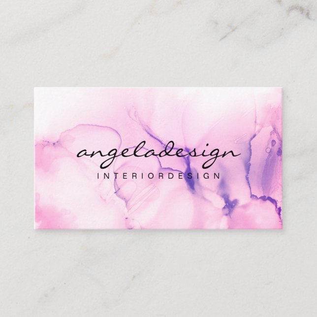 Tarjeta De Visita Elegante Mano Pintada De Agua Pintada Ombre Splash (Anverso)