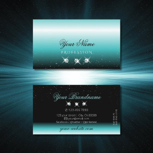 Tarjeta De Visita Elegante manto Verde azulado de diamantes de espum