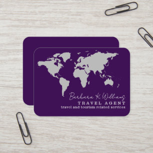 Tarjeta De Visita Elegante mapa del mundo de la Agencia de Viajes en