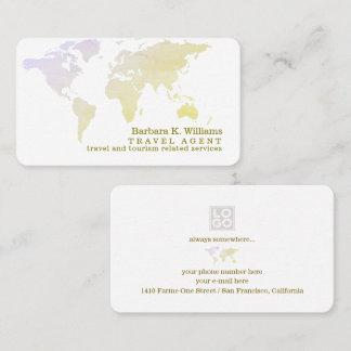 Tarjeta De Visita Elegante mapa del mundo de la Agencia de Viajes en
