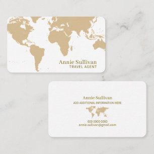 Tarjeta De Visita Elegante Mapa Sobredimensionado de Agente de Viaje