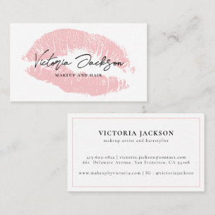 Tarjeta De Visita Elegante maquillaje de belleza blanca elegante y e