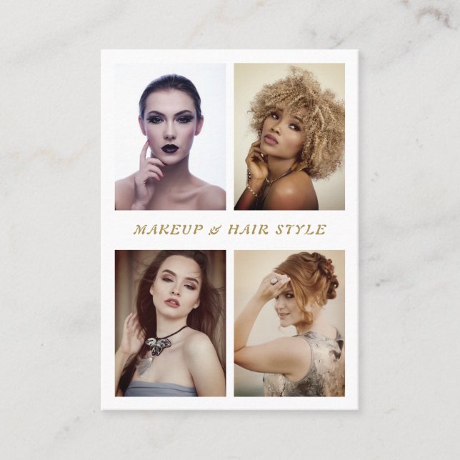 Tarjeta De Visita Elegante maquillaje de Collage de fotos y estilo d (Anverso)