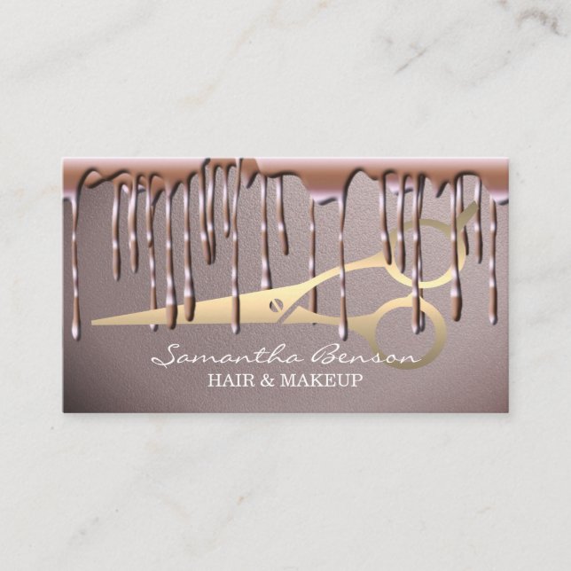 Tarjeta De Visita Elegante maquillaje de cristal goteo de purpurina  (Anverso)