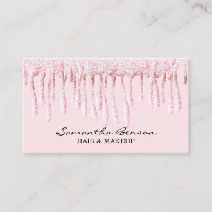 Tarjeta De Visita Elegante maquillaje de cristal goteo de purpurina 