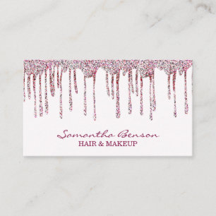Tarjeta De Visita Elegante maquillaje de cristal goteo de purpurina 