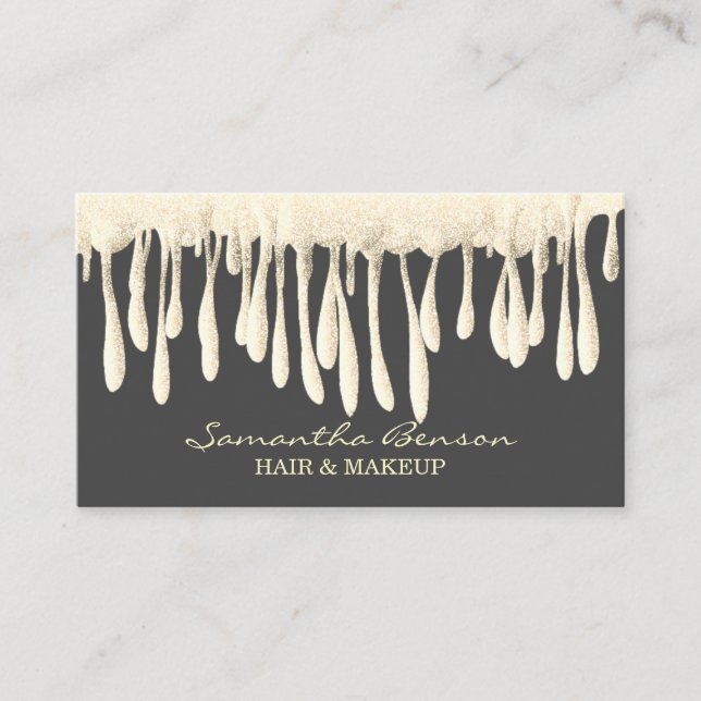 Tarjeta De Visita Elegante maquillaje de cristal pelo rizado goteo p (Anverso)